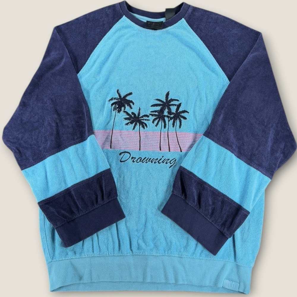 Fenty Puma by Rihanna Drowning Terry Cloth Sweatshirt Blue Unisex Small S‎